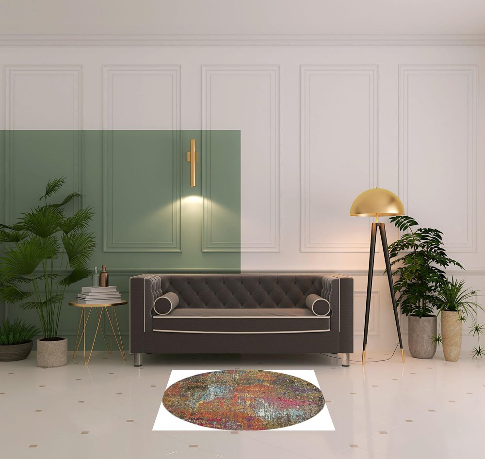 4' Sunset Abstract Round Rug