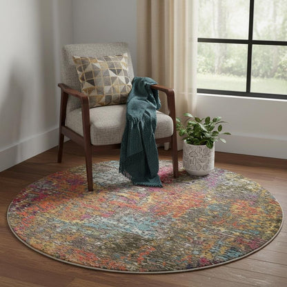 4' Sunset Abstract Round Rug