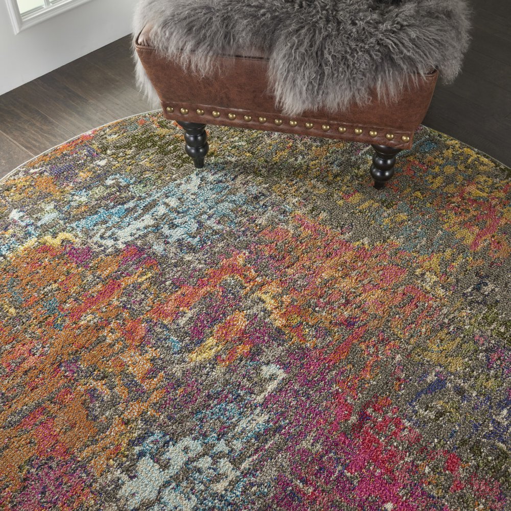 4' Sunset Abstract Round Rug