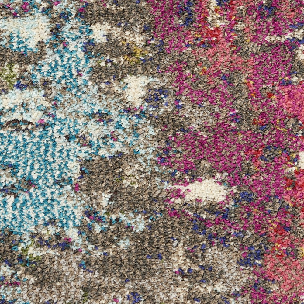 5' X 5' Sunset Round Abstract Power Loom Non Skid Area Rug