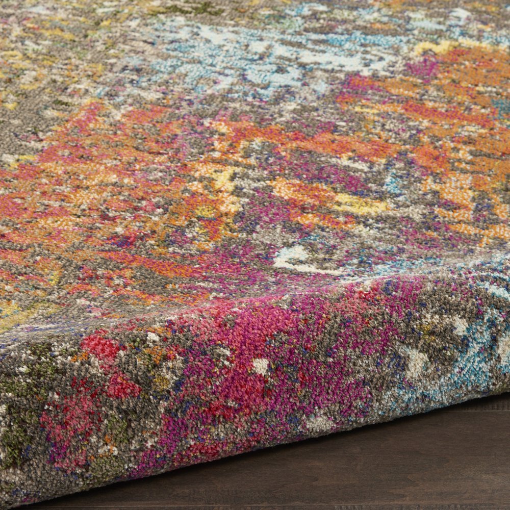 5' X 5' Sunset Round Abstract Power Loom Non Skid Area Rug