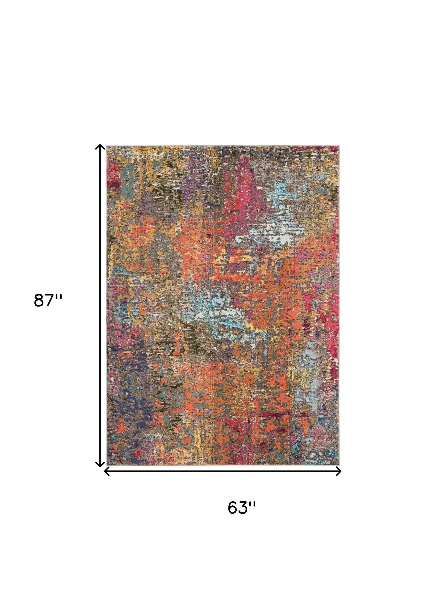 5' X 7' Sunset Abstract Power Loom Non Skid Area Rug