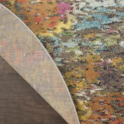 8' X 8' Sunset Round Abstract Power Loom Non Skid Area Rug