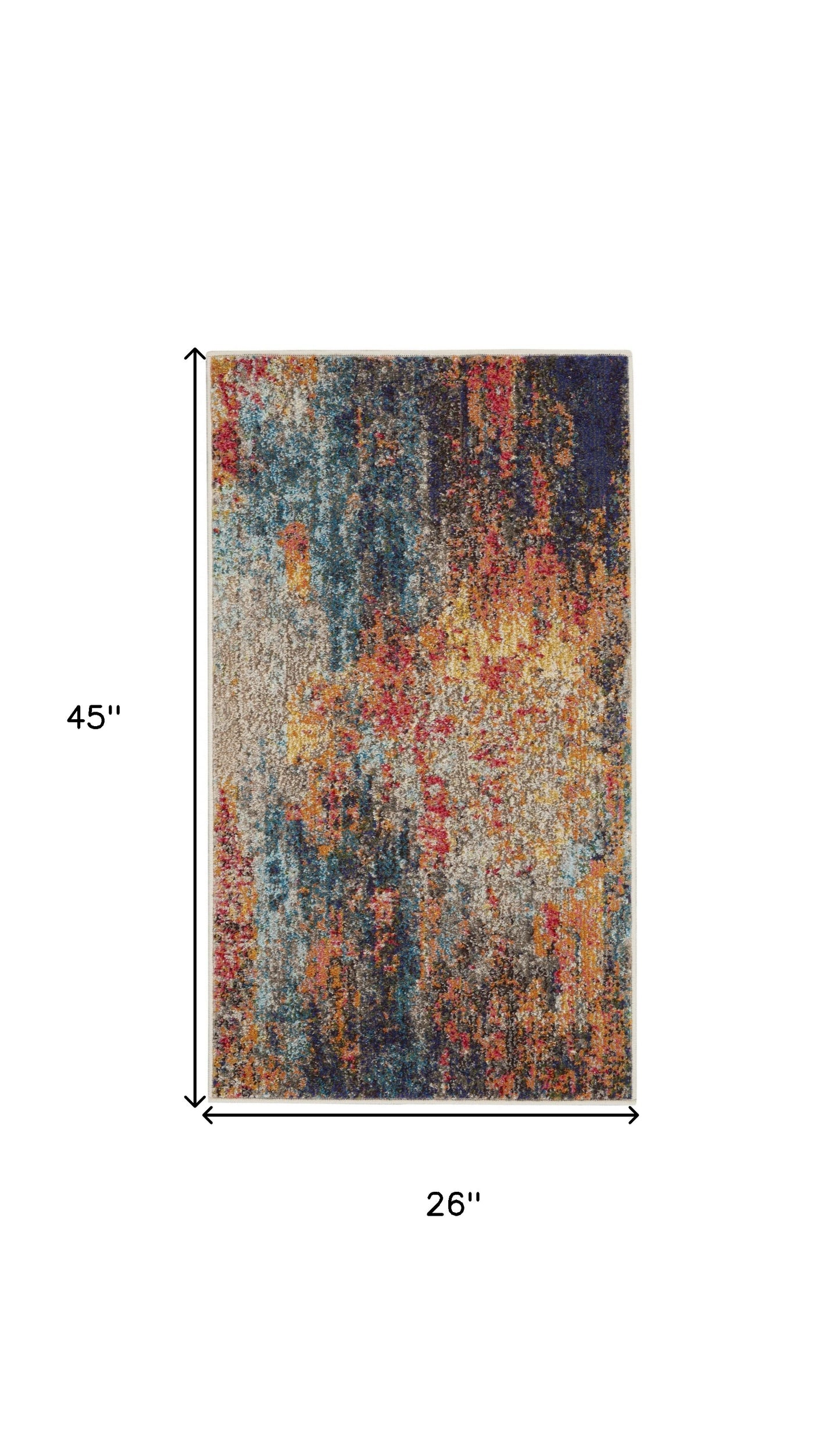 2' X 4' Rust And Blue Abstract Power Loom Non Skid Area Rug