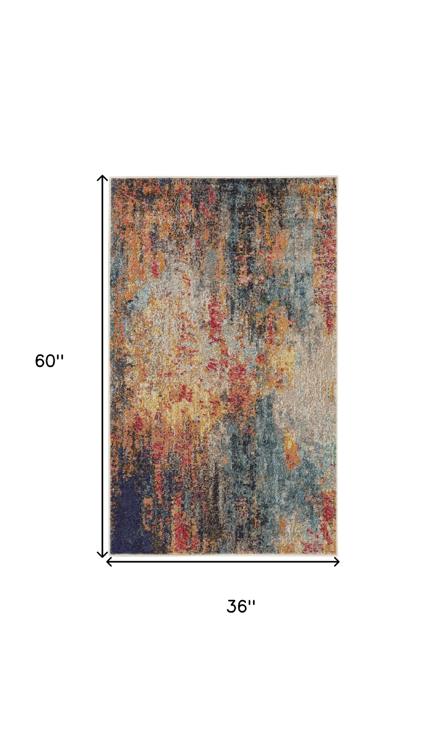 3' X 5' Multicolor Abstract Power Loom Non Skid Area Rug