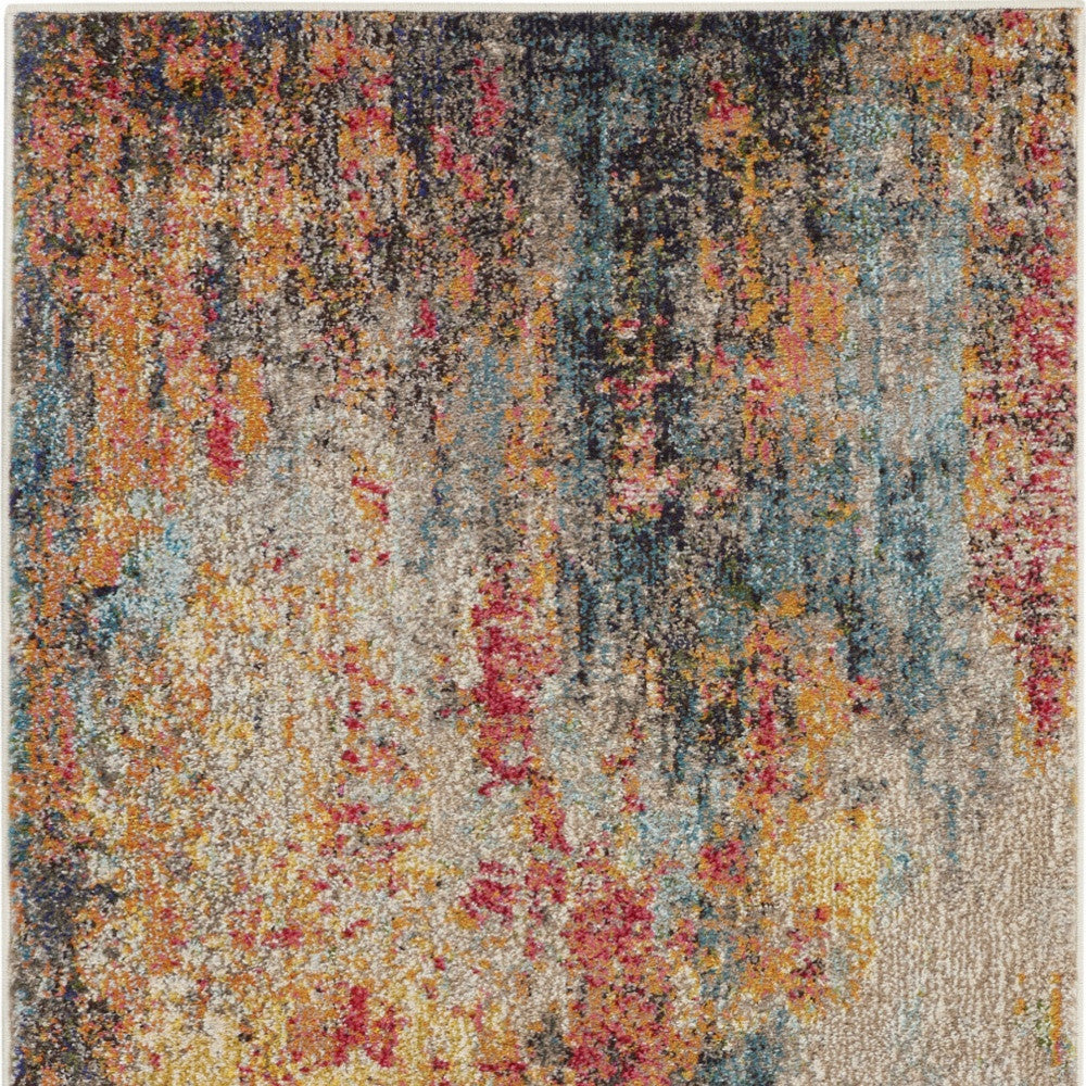 3' X 5' Multicolor Abstract Power Loom Non Skid Area Rug