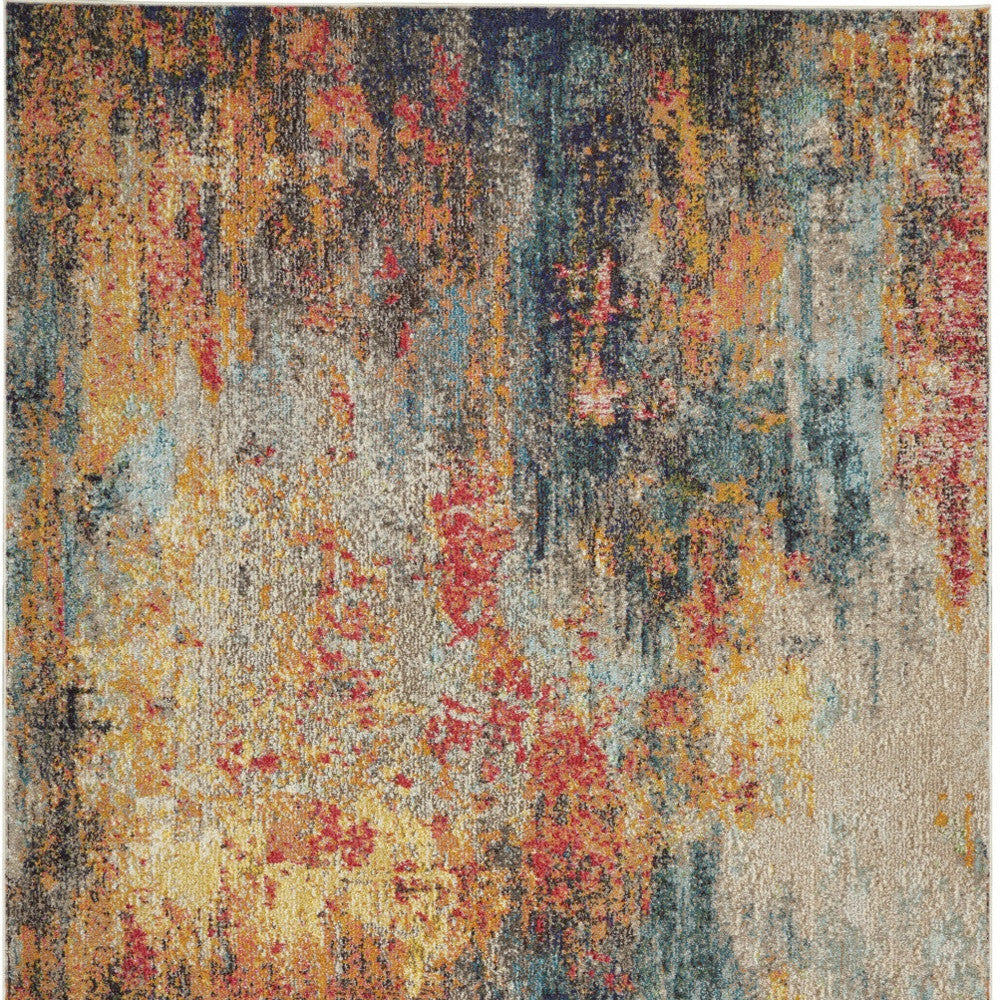 4' X 6' Multicolor Abstract Power Loom Non Skid Area Rug