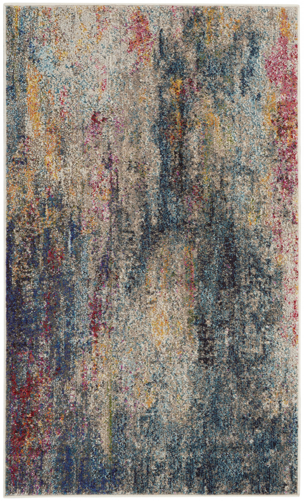 3' X 5' Multicolor Abstract Power Loom Non Skid Area Rug