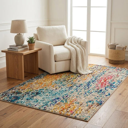 5' X 7' Multicolor Abstract Power Loom Non Skid Area Rug