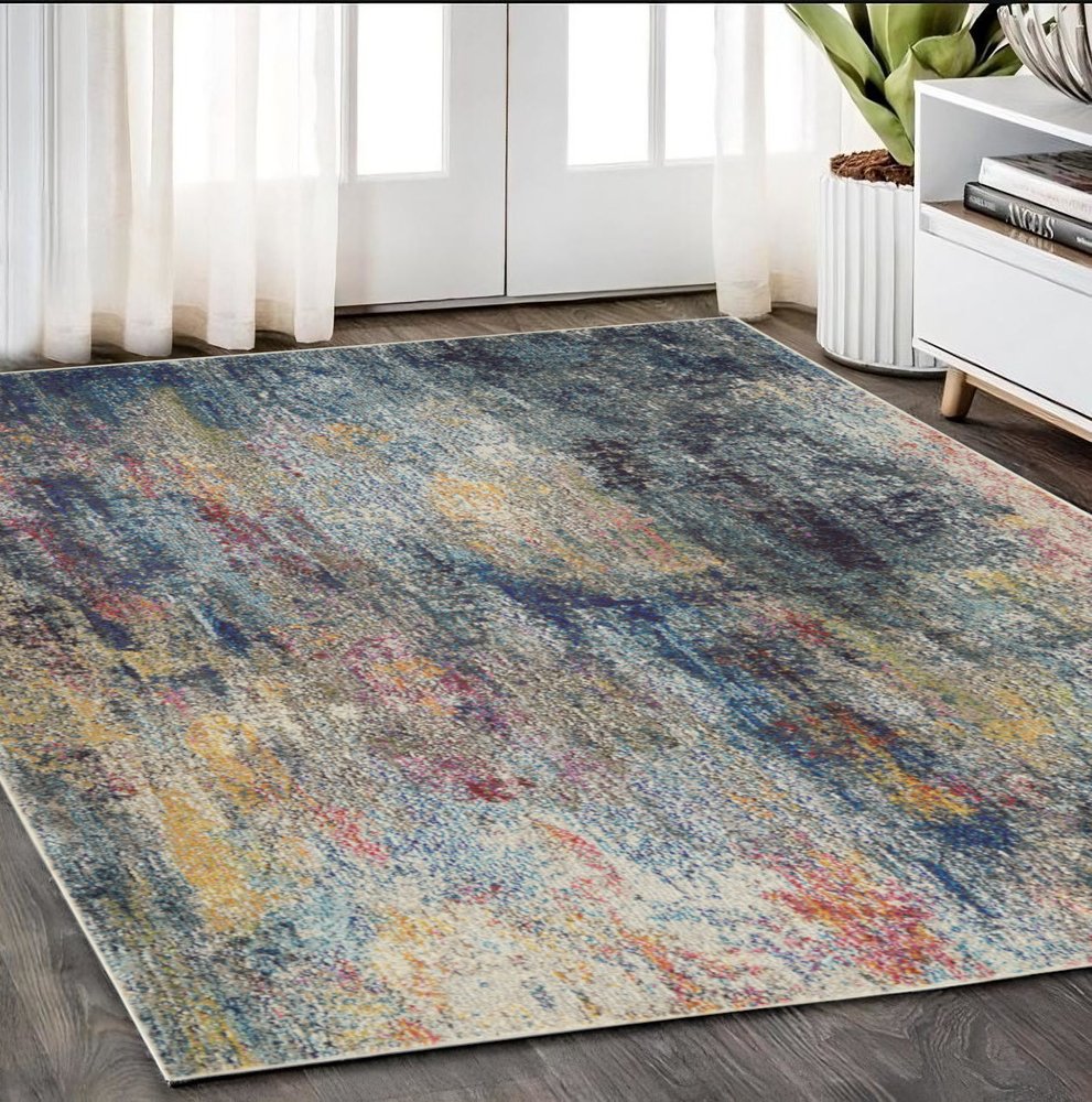 5' X 7' Multicolor Abstract Power Loom Non Skid Area Rug