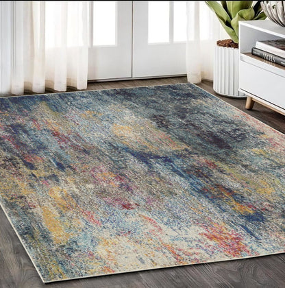 5' X 7' Multicolor Abstract Power Loom Non Skid Area Rug