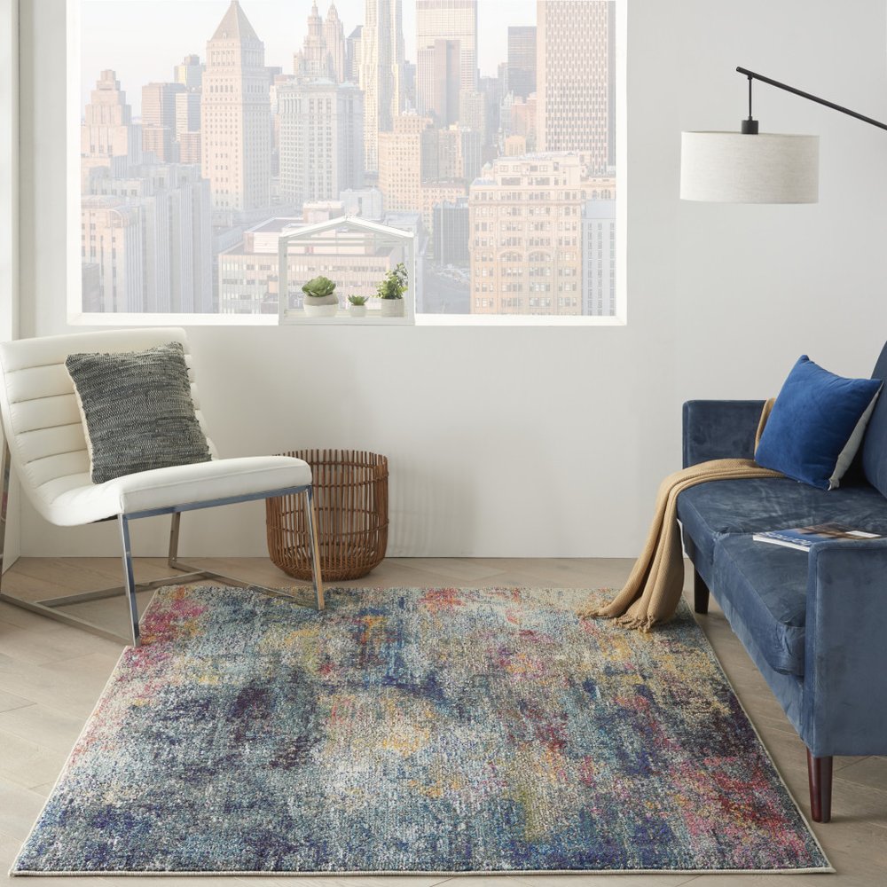 5' X 7' Multicolor Abstract Power Loom Non Skid Area Rug