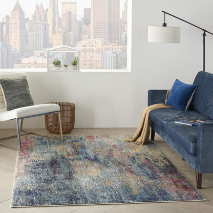 5' X 7' Multicolor Abstract Power Loom Non Skid Area Rug