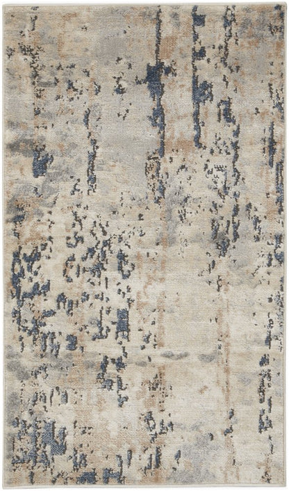 2' X 4' Beige And Grey Abstract Power Loom Non Skid Area Rug