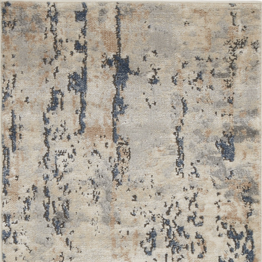 2' X 4' Beige And Grey Abstract Power Loom Non Skid Area Rug