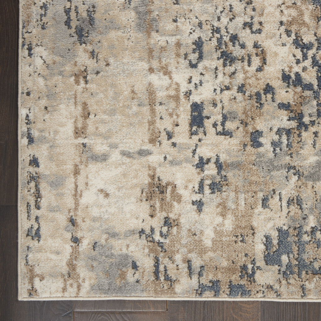 2' X 4' Beige And Grey Abstract Power Loom Non Skid Area Rug