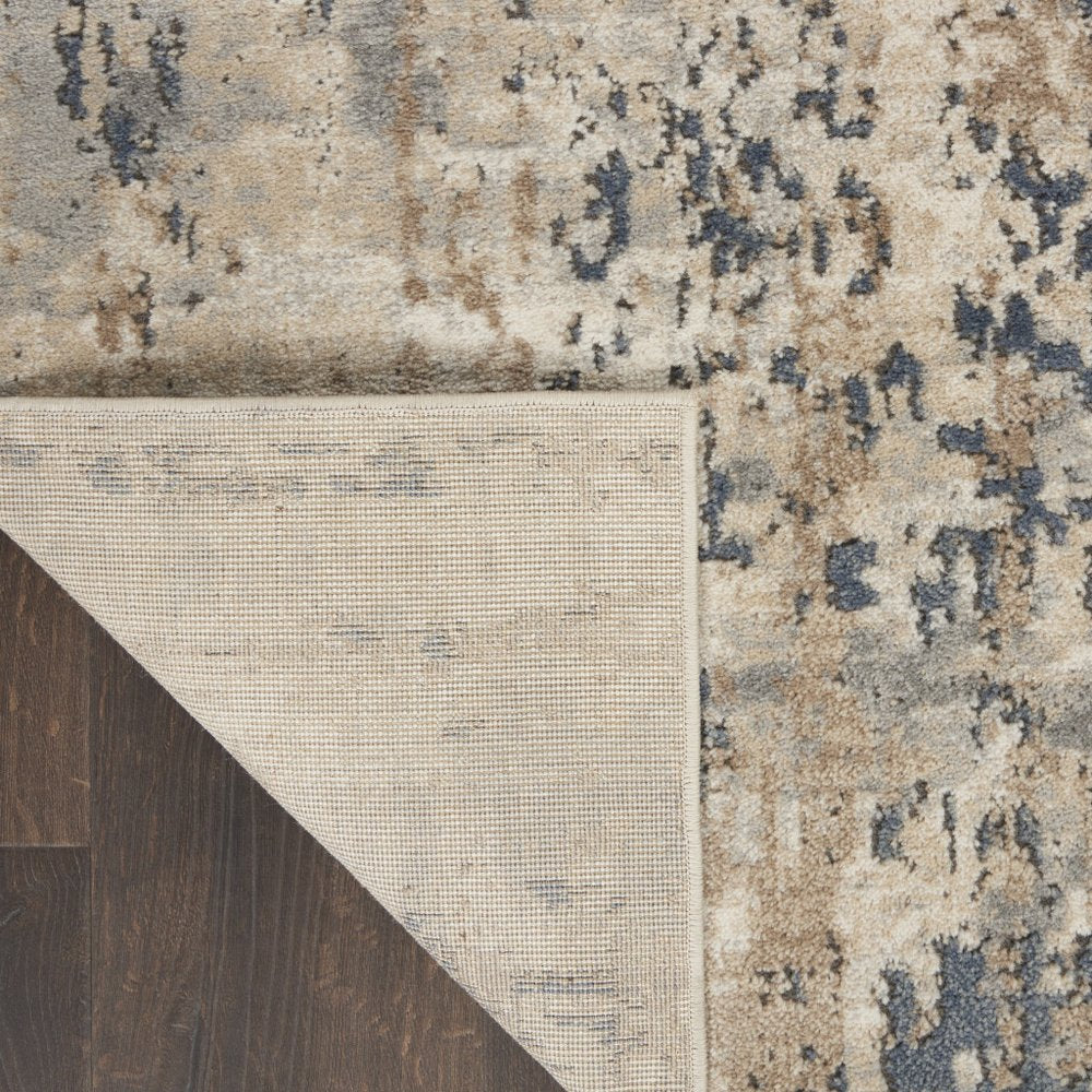3' X 5' Beige And Grey Abstract Power Loom Non Skid Area Rug