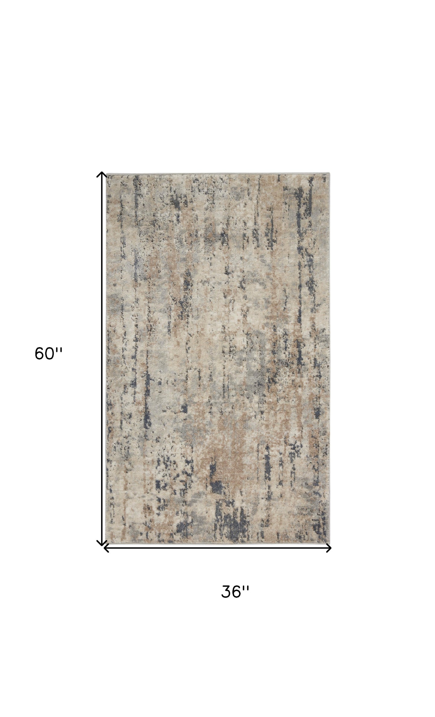 3' X 5' Beige And Grey Abstract Power Loom Non Skid Area Rug