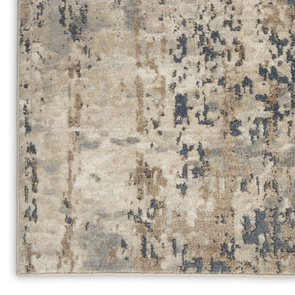 3' X 5' Beige And Grey Abstract Power Loom Non Skid Area Rug