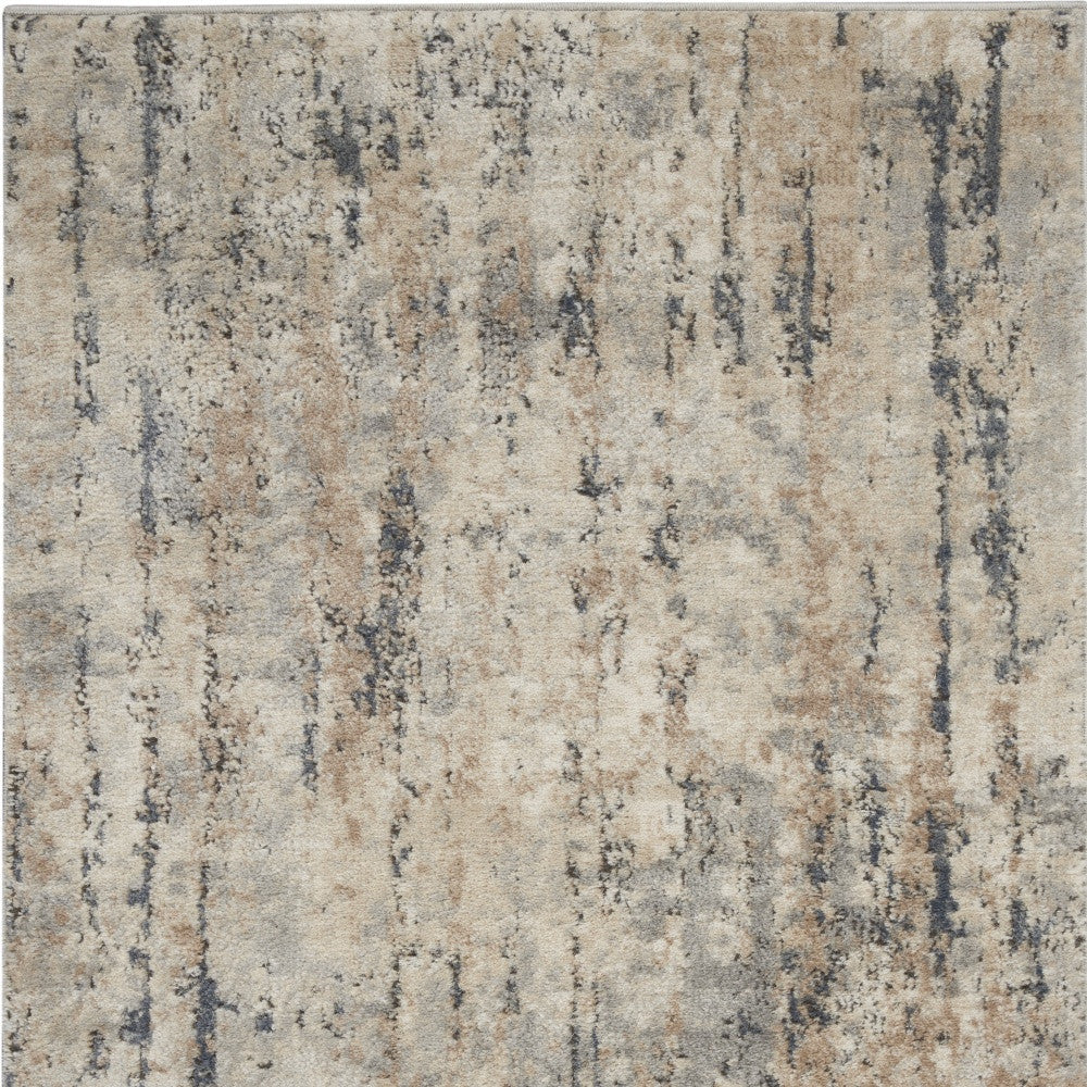 3' X 5' Beige And Grey Abstract Power Loom Non Skid Area Rug