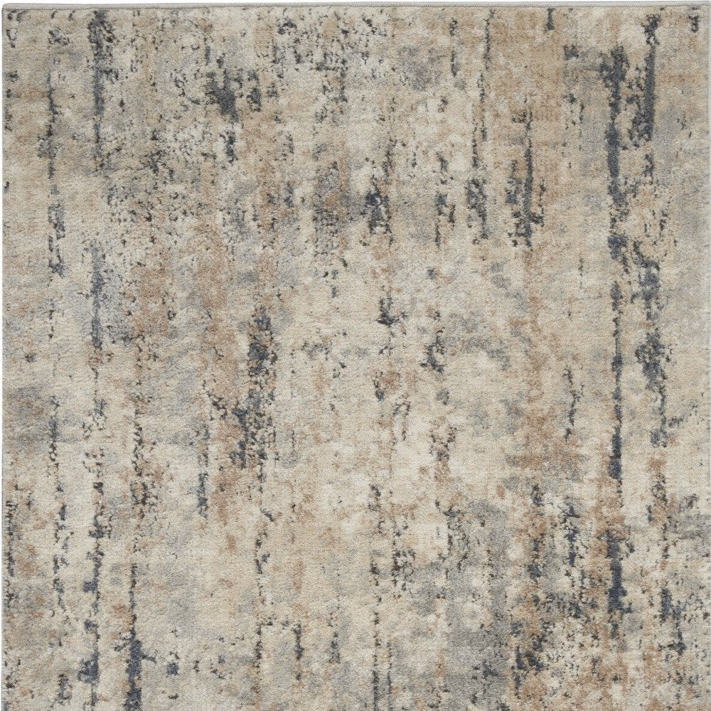 3' X 5' Beige And Grey Abstract Power Loom Non Skid Area Rug
