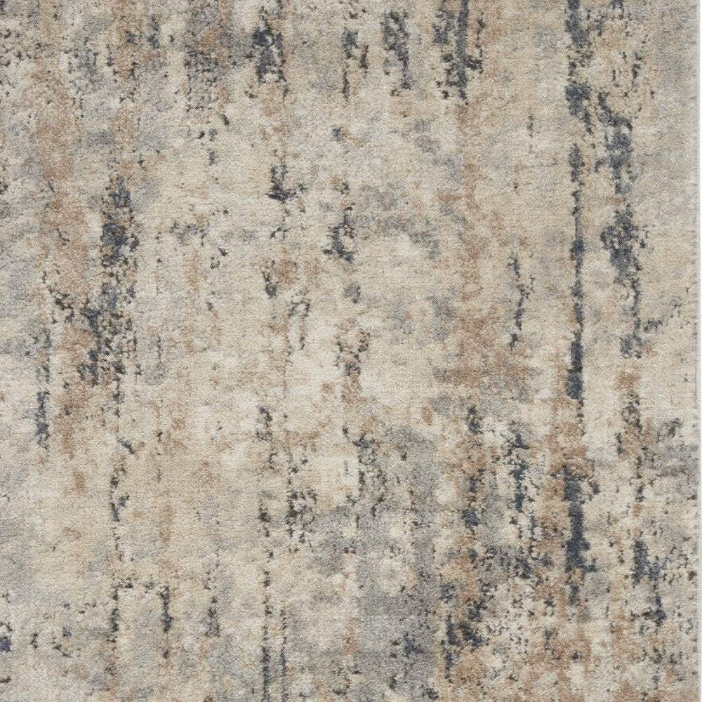 3' X 5' Beige And Grey Abstract Power Loom Non Skid Area Rug