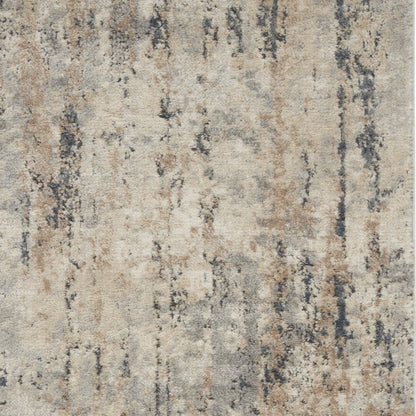 3' X 5' Beige And Grey Abstract Power Loom Non Skid Area Rug