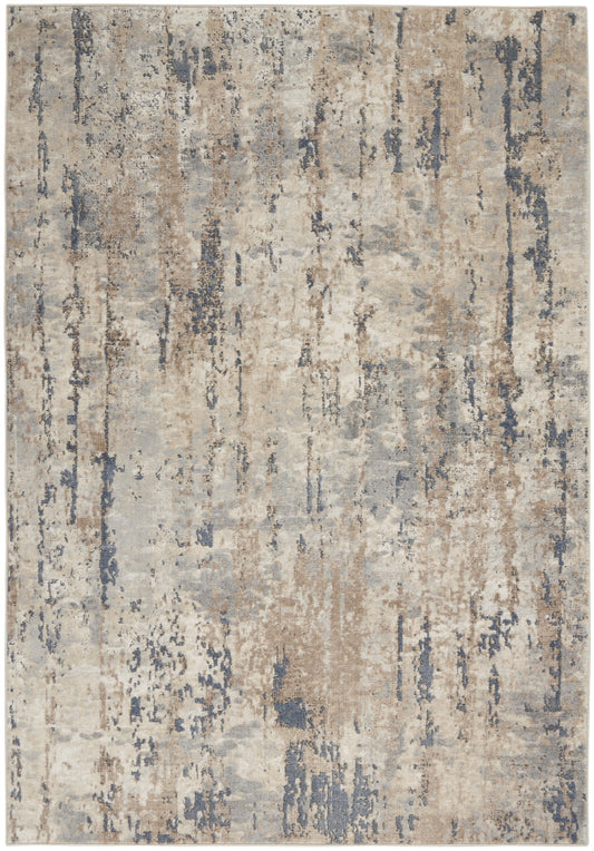 4' X 6' Beige And Grey Abstract Power Loom Non Skid Area Rug