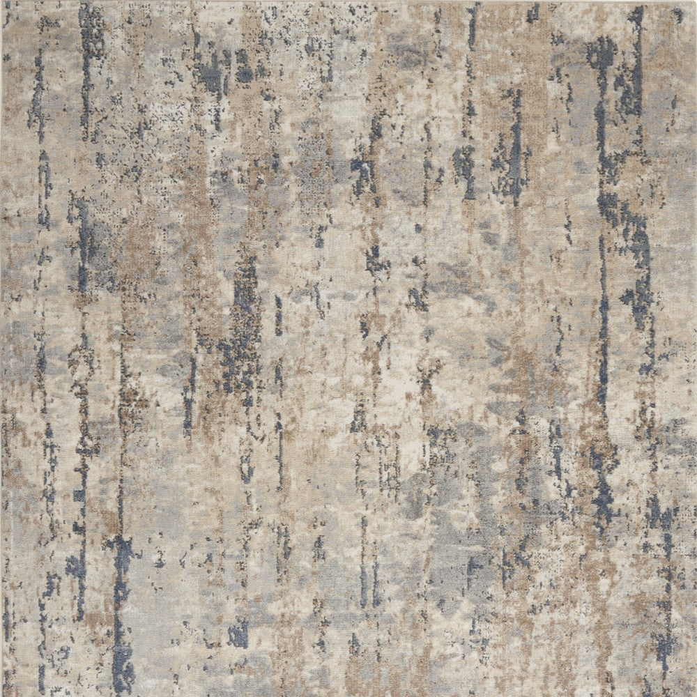 5' X 7' Beige And Grey Abstract Power Loom Non Skid Area Rug