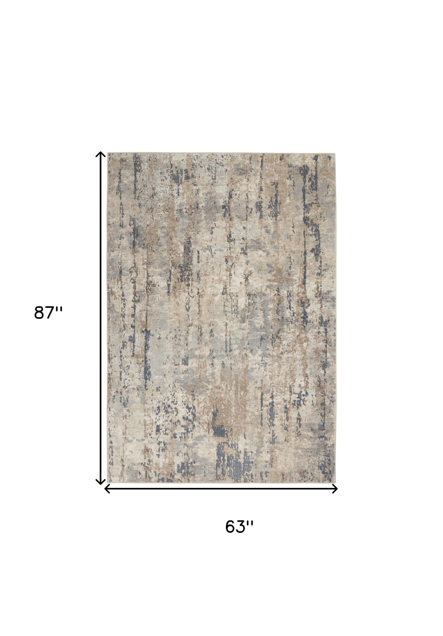 5' X 7' Beige And Grey Abstract Power Loom Non Skid Area Rug