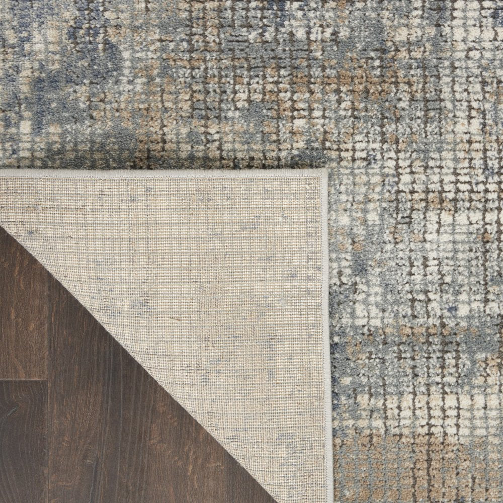 3' X 5' Blue And Beige Abstract Power Loom Distressed Non Skid Area Rug