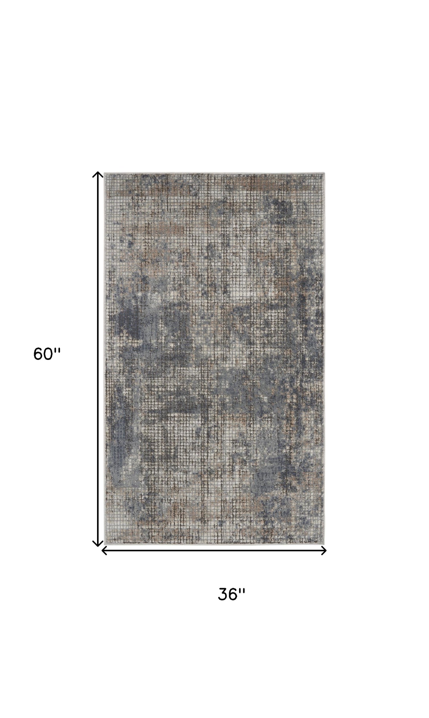 3' X 5' Blue And Beige Abstract Power Loom Distressed Non Skid Area Rug