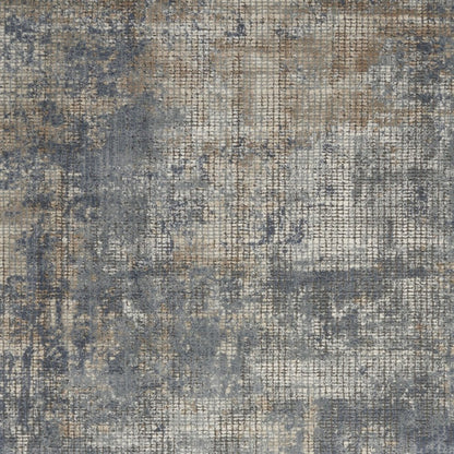 4' X 6' Blue And Beige Abstract Power Loom Distressed Non Skid Area Rug