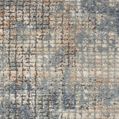 5' X 7' Blue And Beige Abstract Power Loom Distressed Non Skid Area Rug