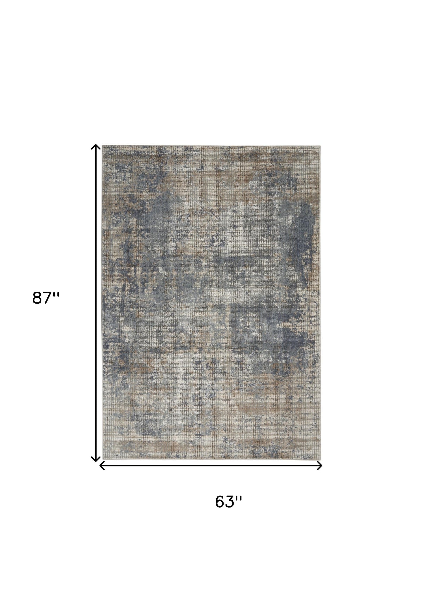 5' X 7' Blue And Beige Abstract Power Loom Distressed Non Skid Area Rug