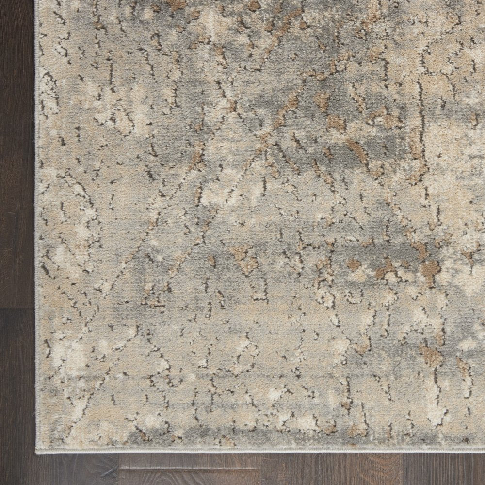 3' X 5' Beige And Grey Abstract Power Loom Non Skid Area Rug