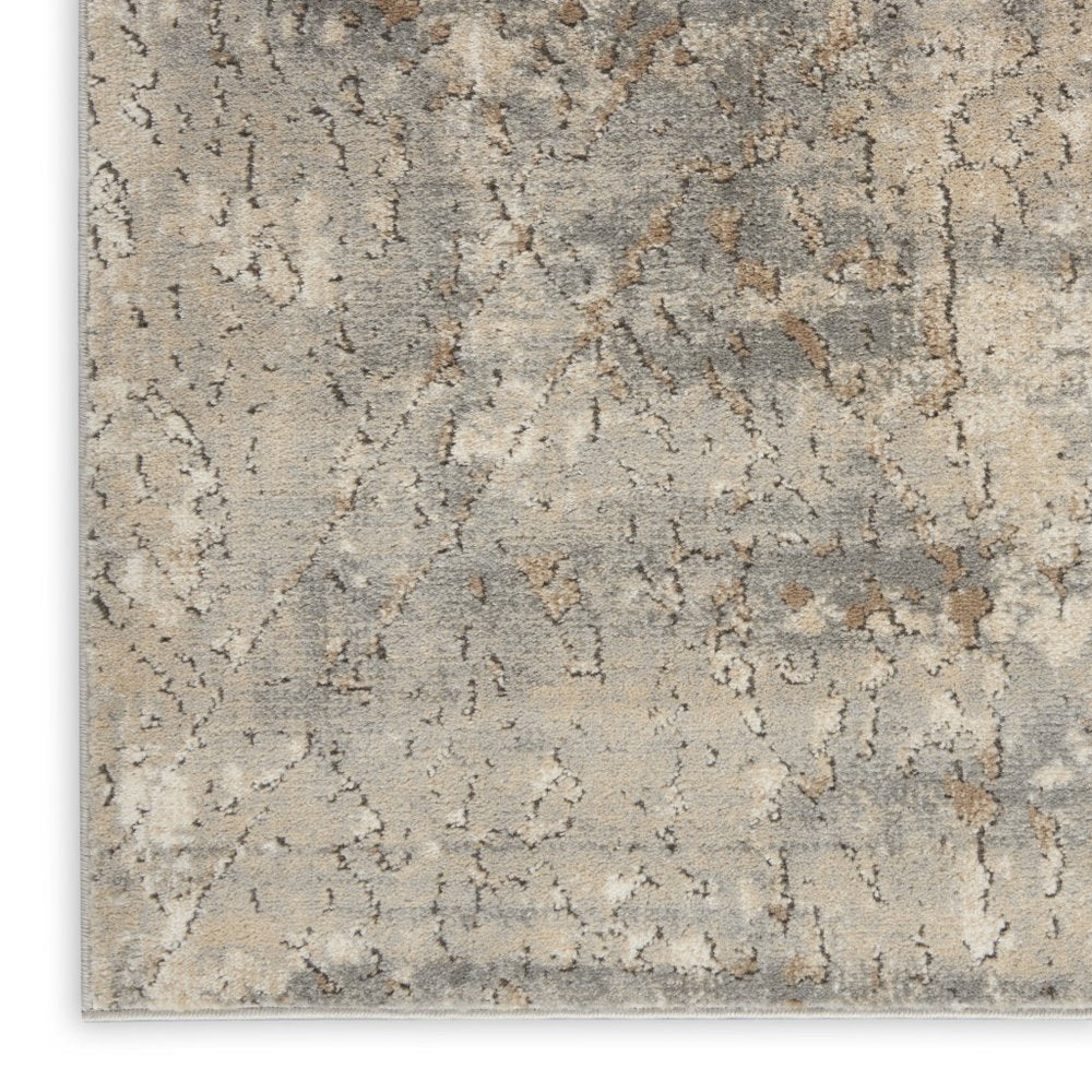 3' X 5' Beige And Grey Abstract Power Loom Non Skid Area Rug