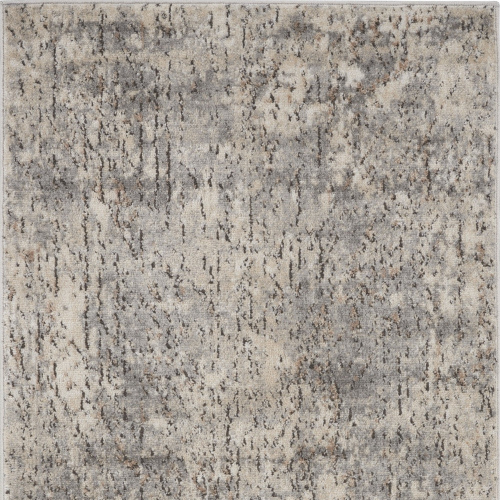 3' X 5' Beige And Grey Abstract Power Loom Non Skid Area Rug