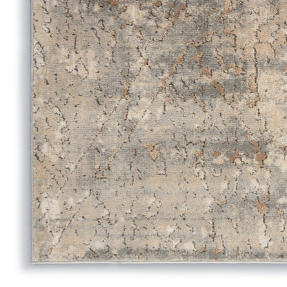 2' X 4' Beige And Grey Abstract Power Loom Non Skid Area Rug