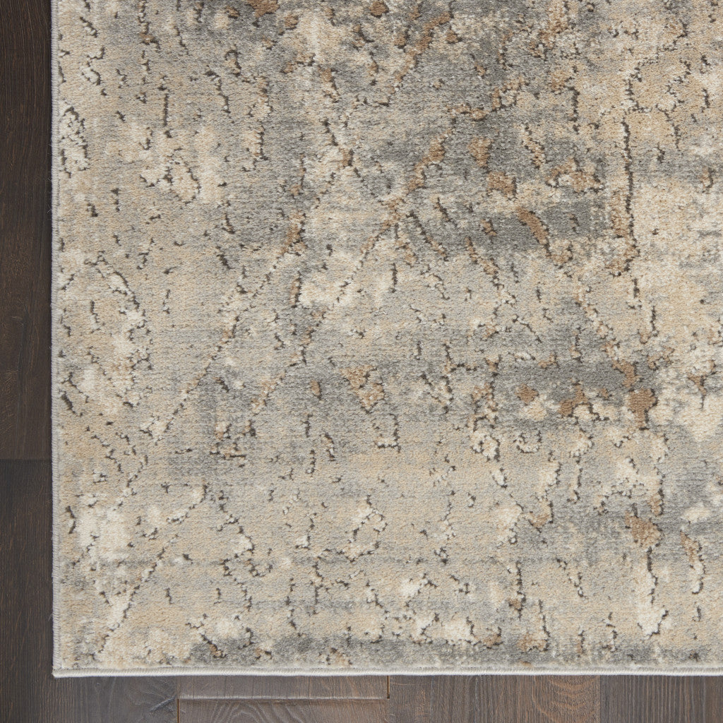 2' X 4' Beige And Grey Abstract Power Loom Non Skid Area Rug