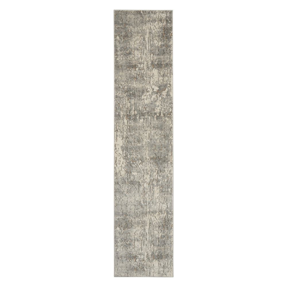 2' X 8' Beige And Grey Abstract Power Loom Non Skid Runner Rug