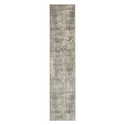 2' X 8' Beige And Grey Abstract Power Loom Non Skid Runner Rug
