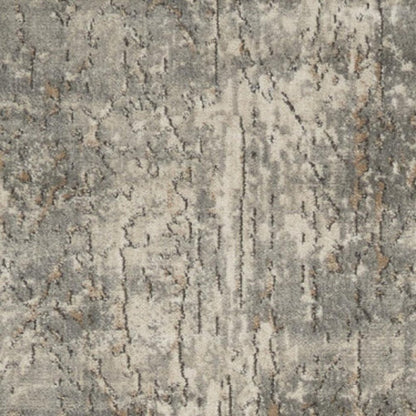 2' X 8' Beige And Grey Abstract Power Loom Non Skid Runner Rug