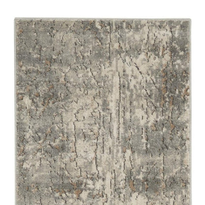 2' X 8' Beige And Grey Abstract Power Loom Non Skid Runner Rug