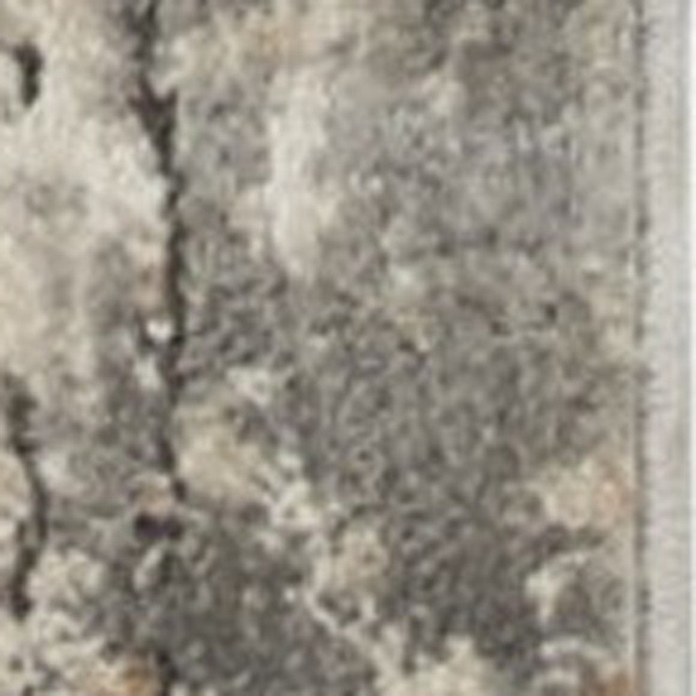 2' X 8' Beige And Grey Abstract Power Loom Non Skid Runner Rug