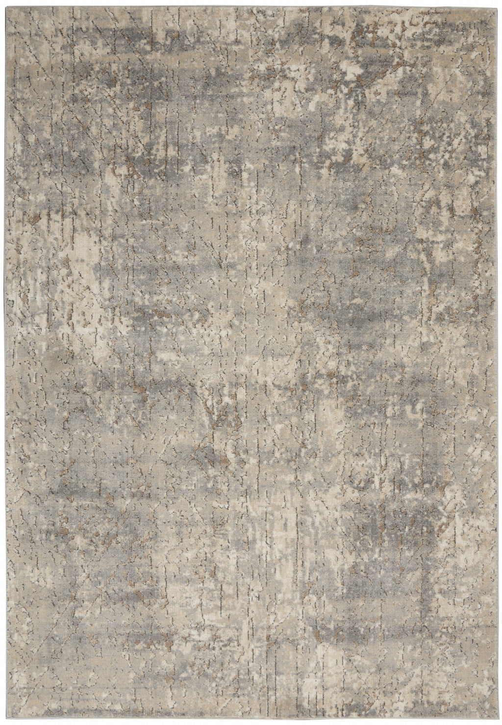 4' X 6' Beige And Grey Abstract Power Loom Non Skid Area Rug