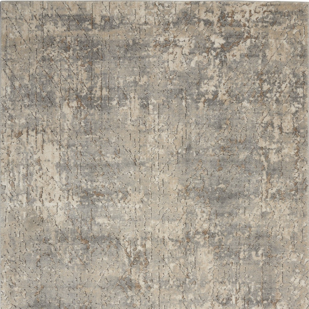 4' X 6' Beige And Grey Abstract Power Loom Non Skid Area Rug