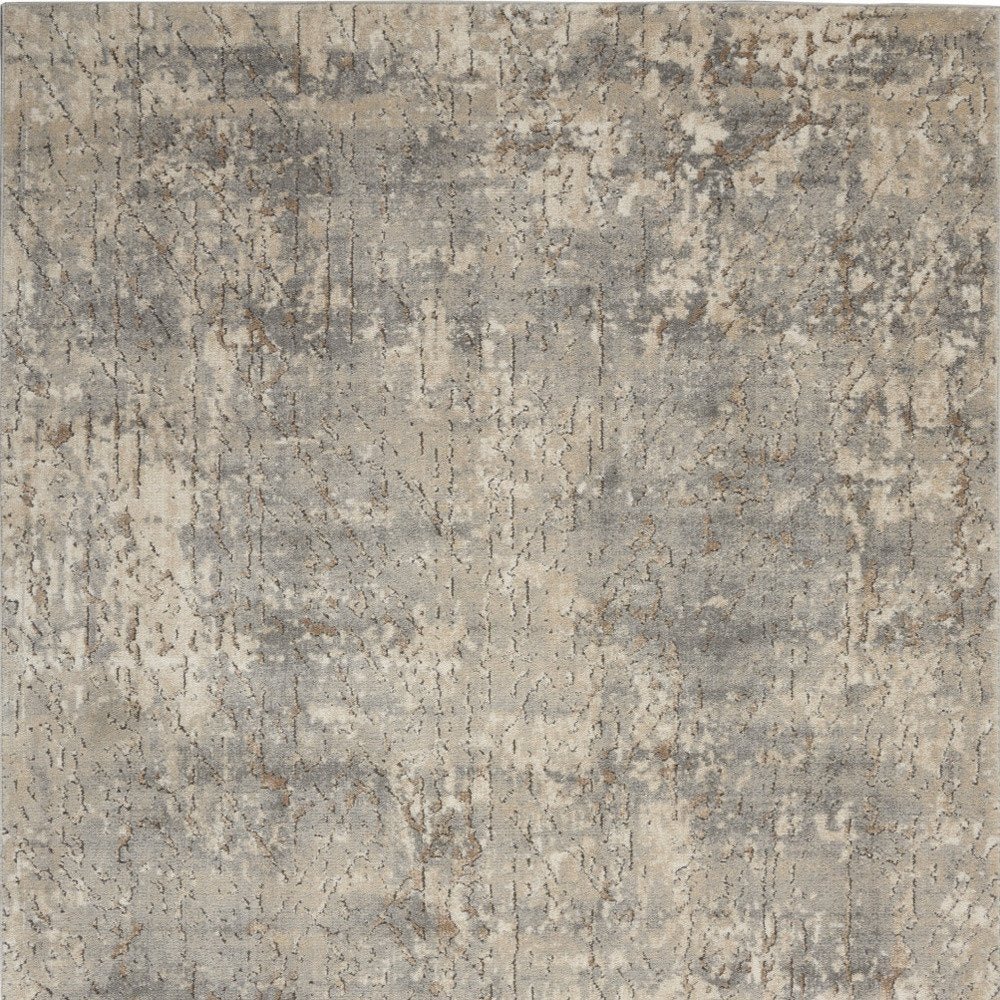 4' X 6' Beige And Grey Abstract Power Loom Non Skid Area Rug