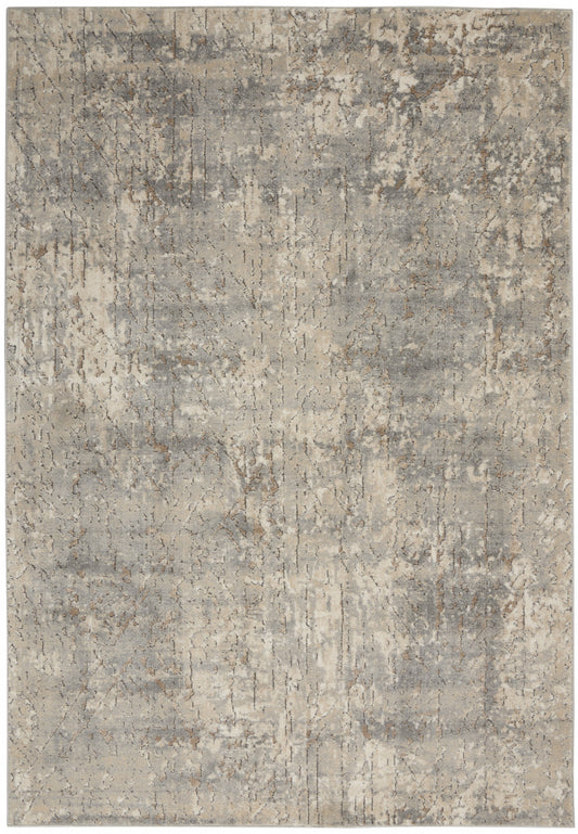 5' X 7' Beige And Grey Abstract Power Loom Non Skid Area Rug