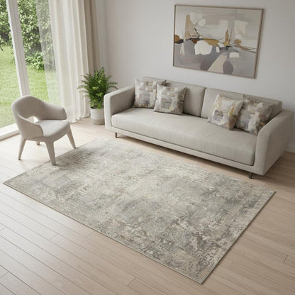 5' X 7' Beige And Grey Abstract Power Loom Non Skid Area Rug